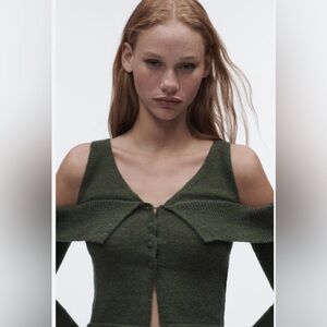 ZARA NEW WOMAN WOOL BLEND KNIT SWEATER GREEN